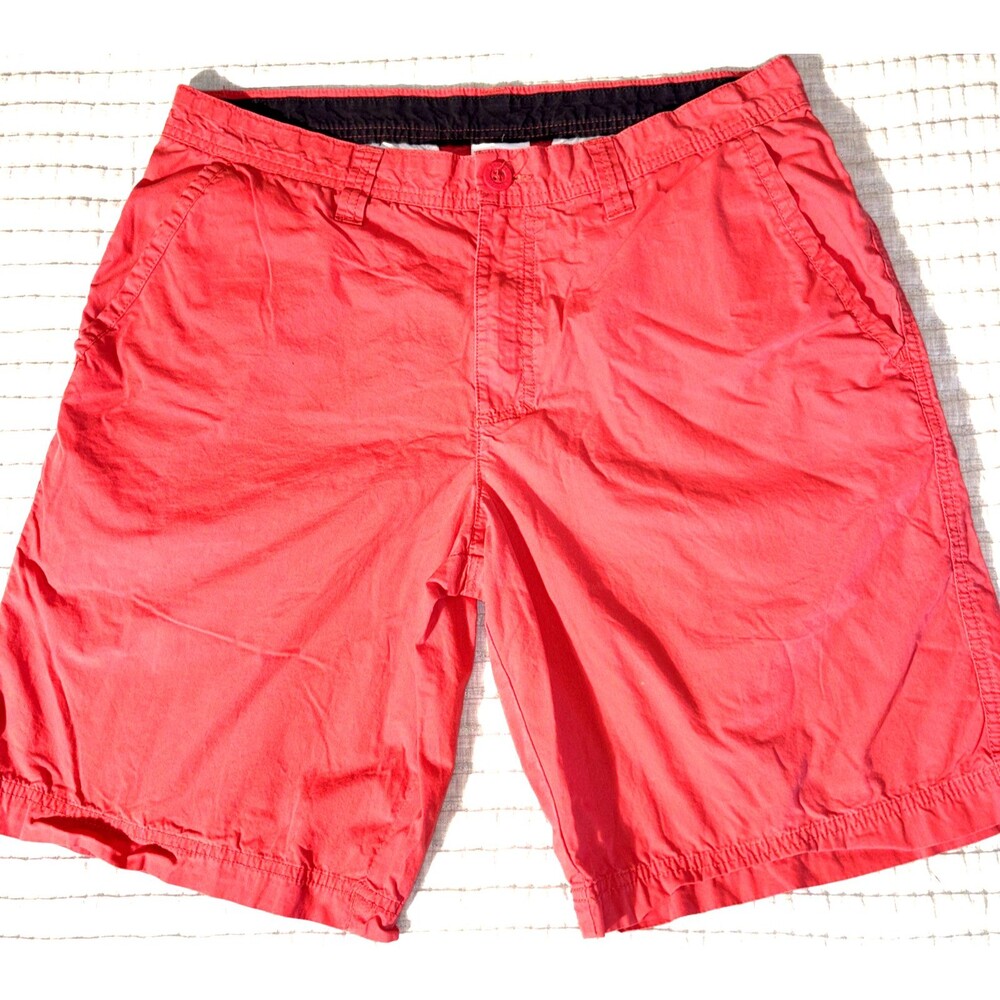 Columbia Washed Out Shorts Men's 34W Salmon Flat Front Chino Hiking AM4471